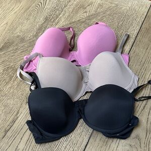 Lucky Brand Black, Pink, and Tan Bra Set